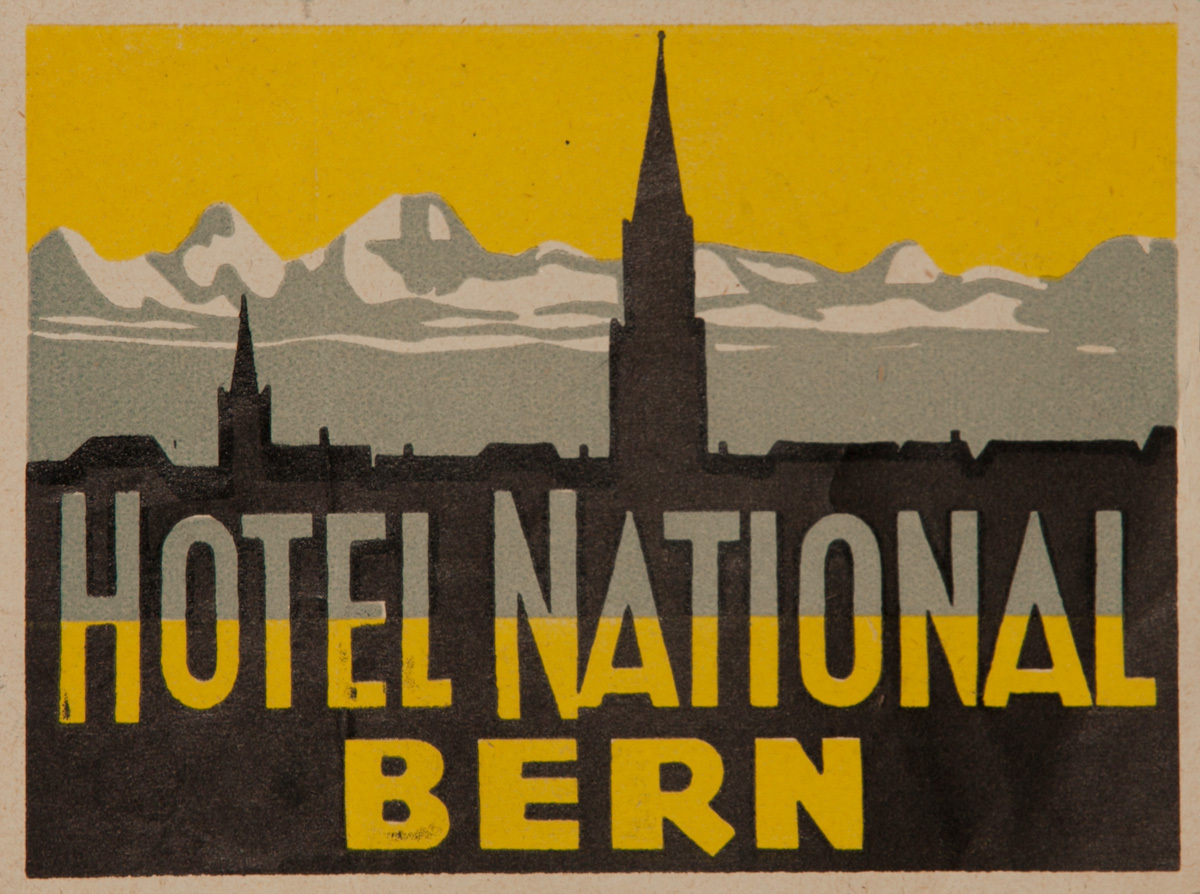 Hotel National Bern Original Swiss Luggage Label