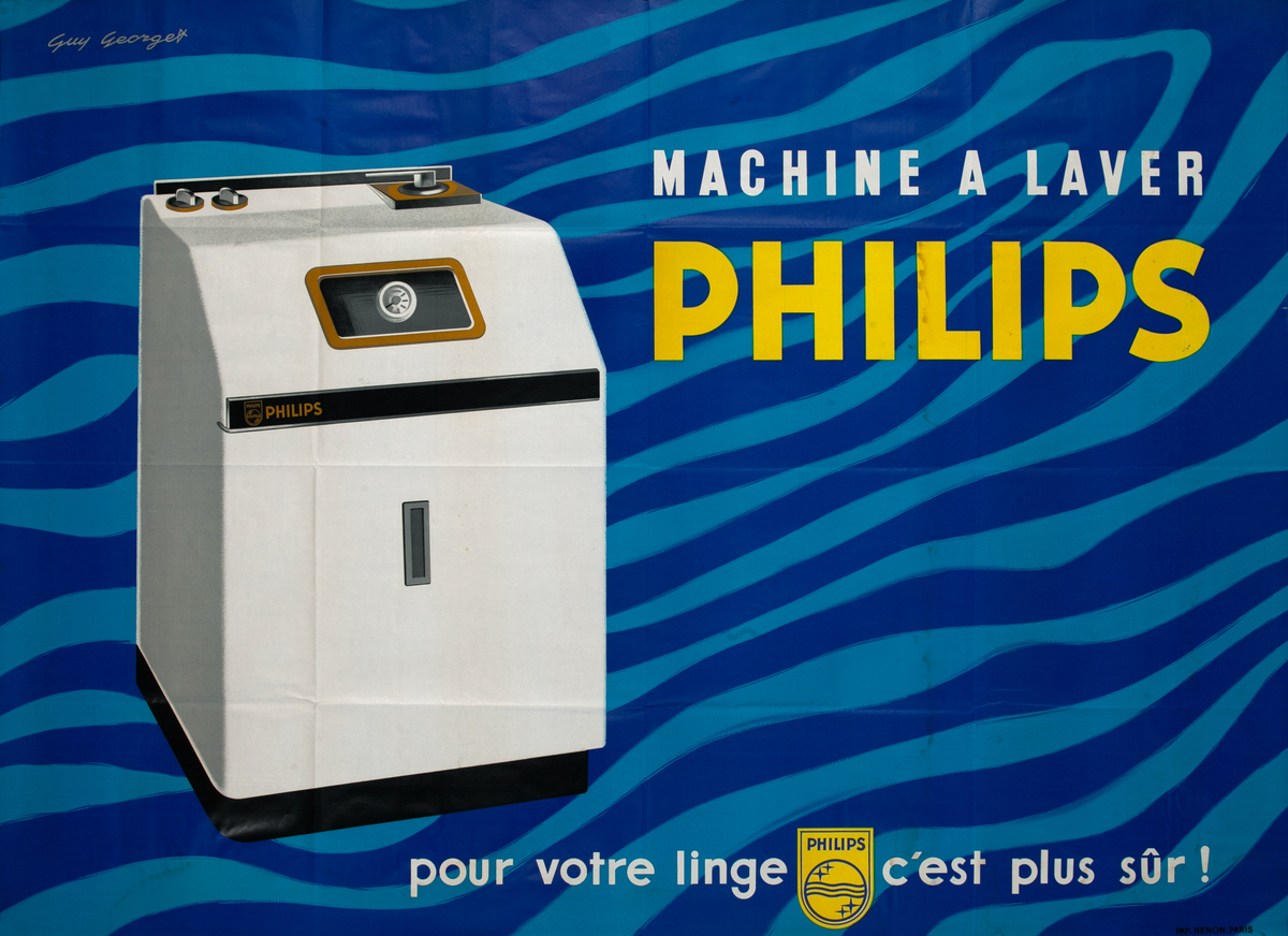 Machine a Laver Philips Original French Washing Machine Poster