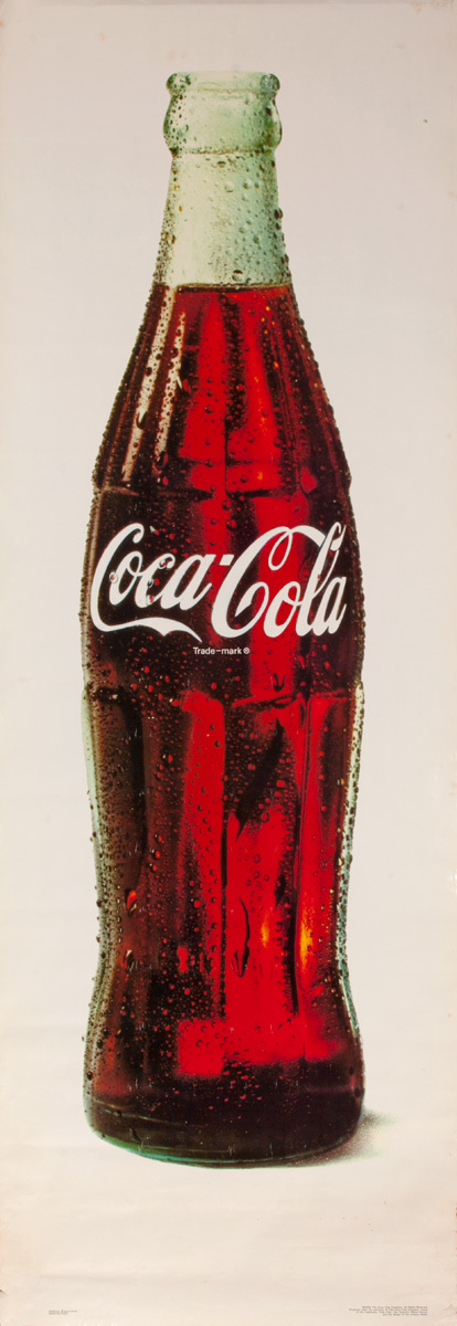 Original Psychedelic 60s Door Poster Coke Bottle, Coca Cola