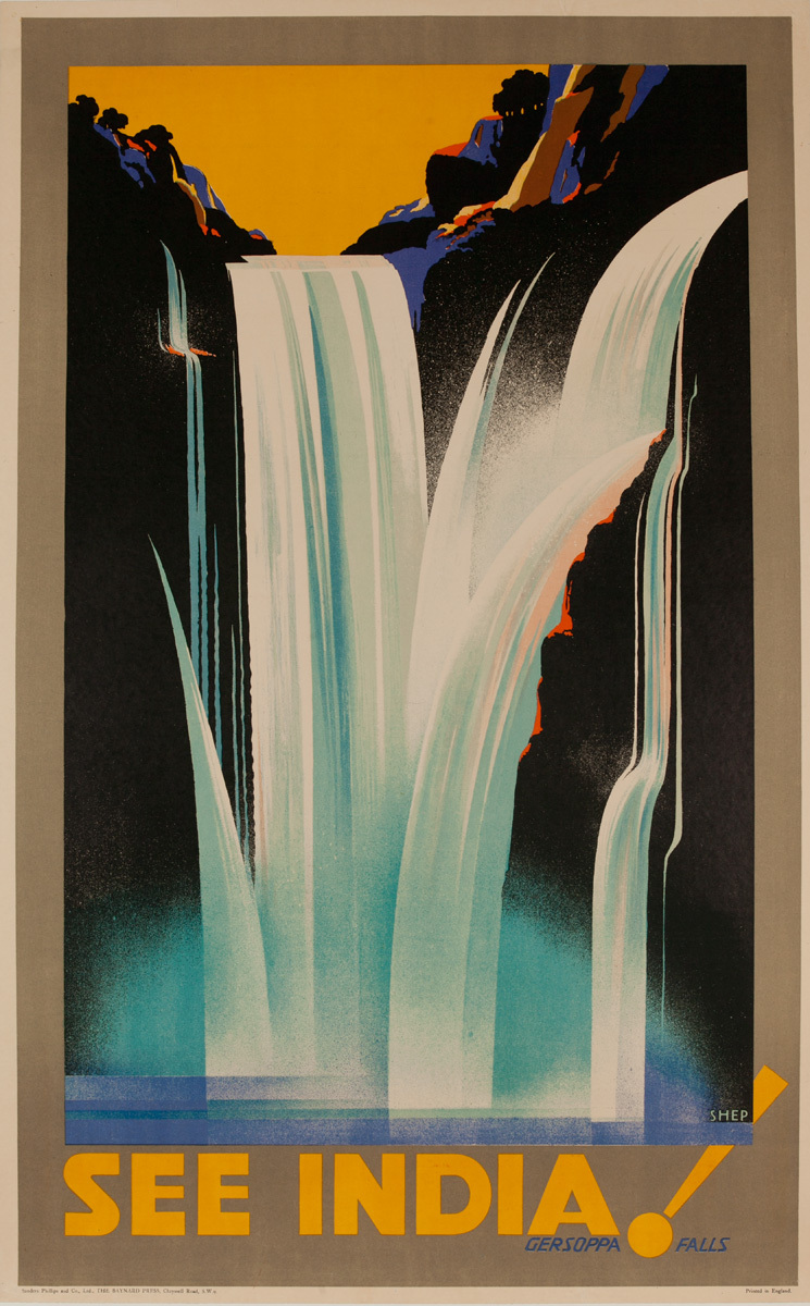 See India, Gersoppa Falls, Original Indian Travel Poster
