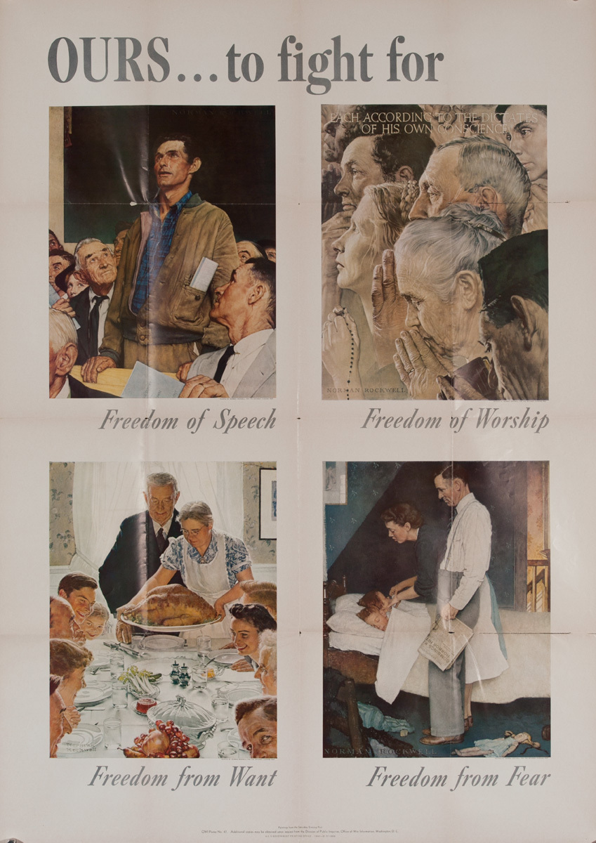 Ours to Fight For, Four Freedoms Original American WWII Poster