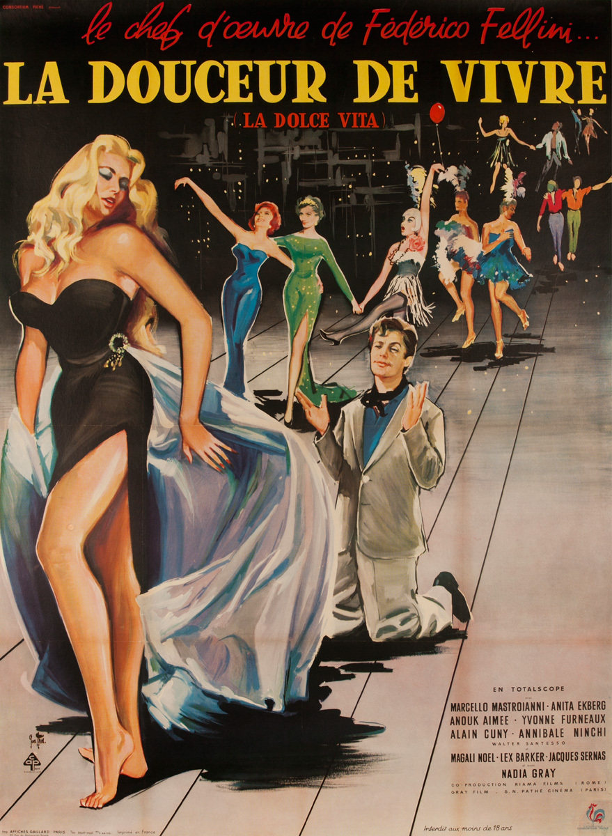 La Douceur de Vivre,  La Dolce Vita, Original French Movie Poster