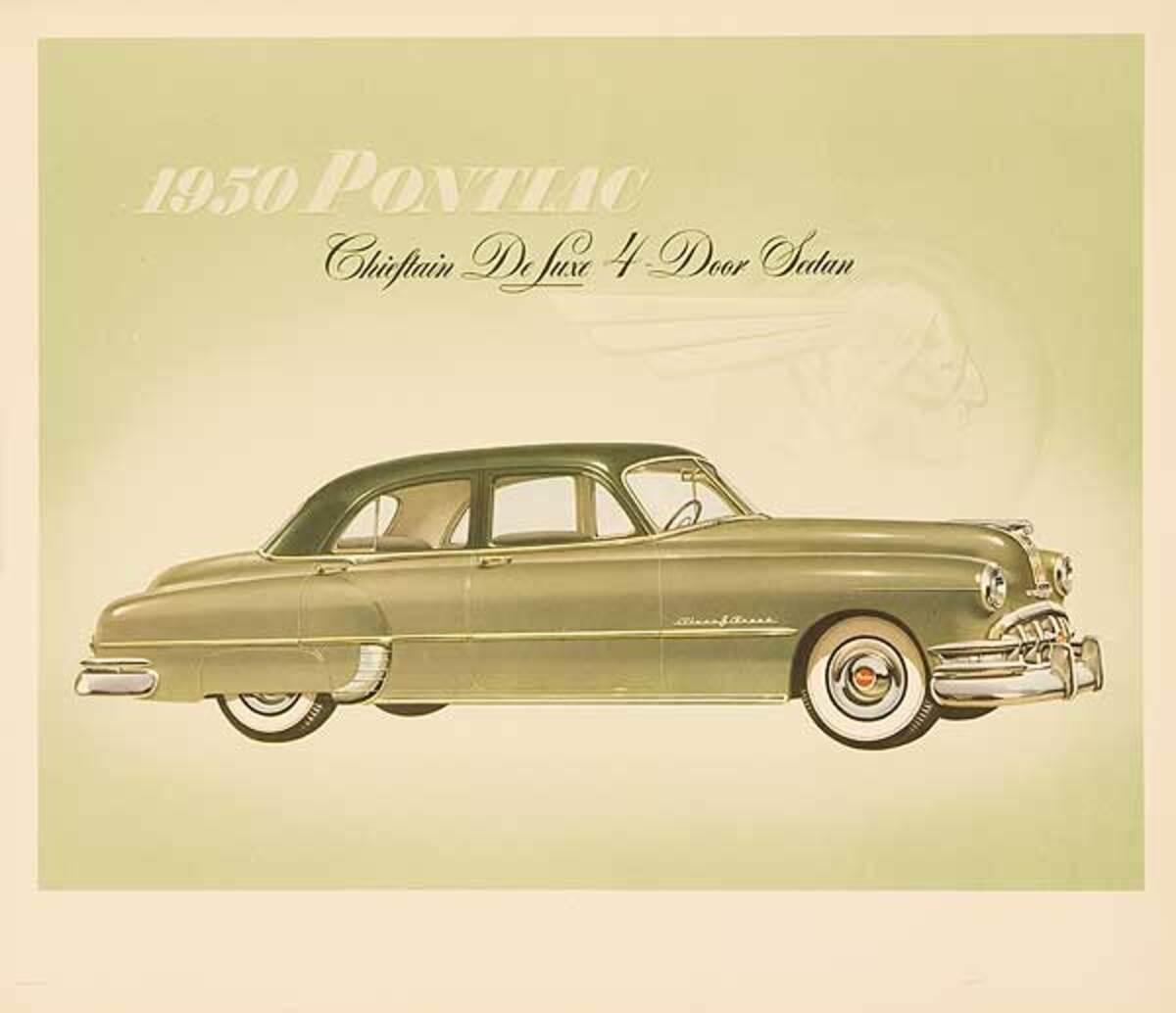 1950 Pontiac Chieftan Deluxw 4 Door Sedan Original Showroom Advertising Poster