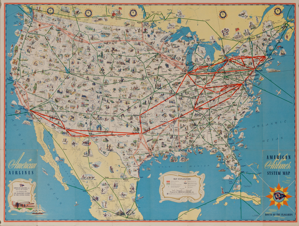 Original American Airlines Route Map