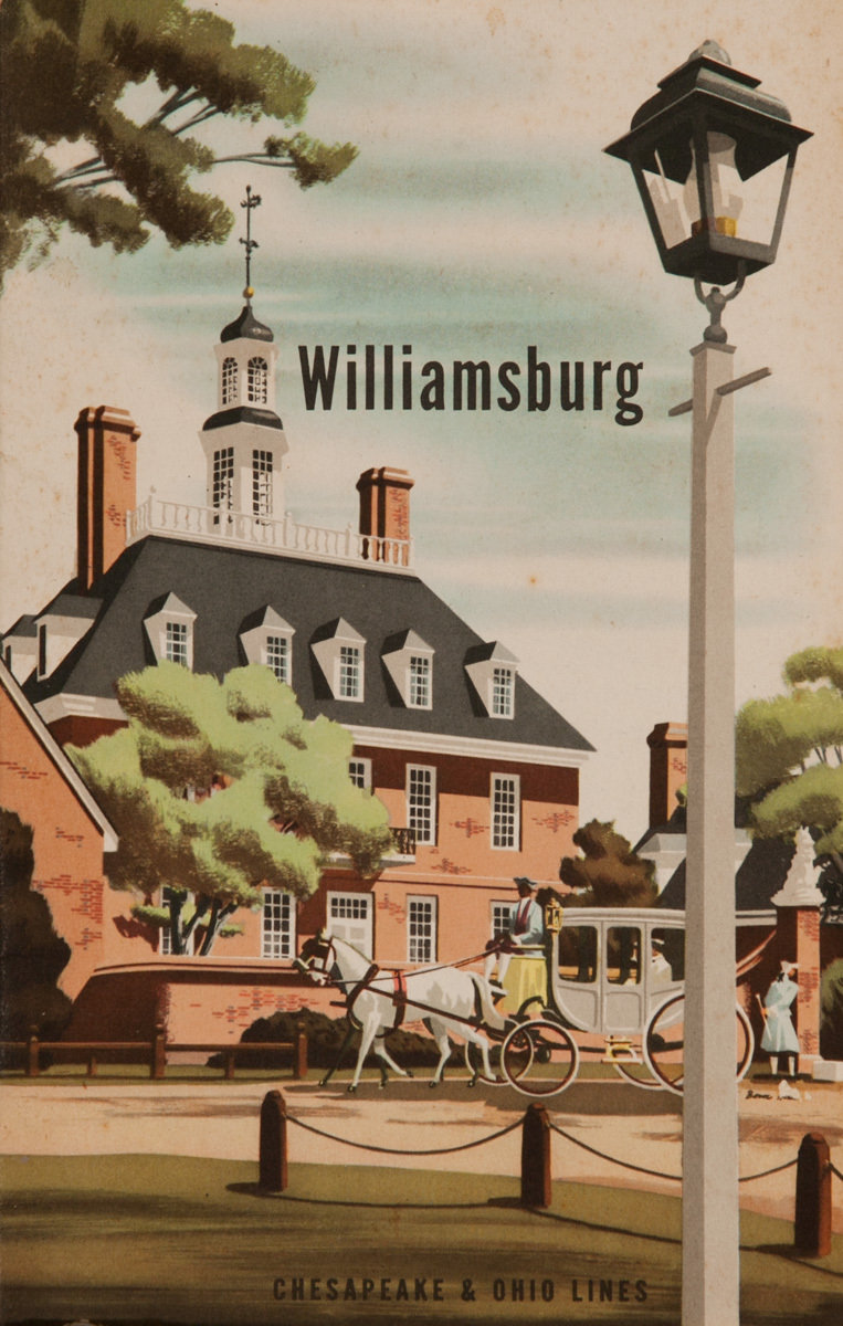 Williamsburg, Chesapeake and Ohio Lines, Original American Travel Brochure