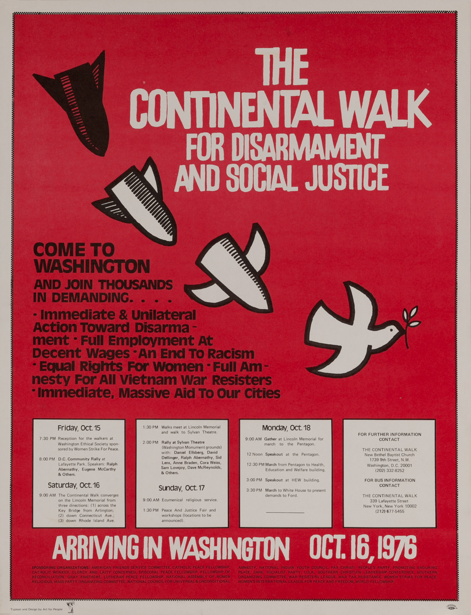 The Continental Walk for Disarmament and Social Justice Original Nuclear Protest Poster