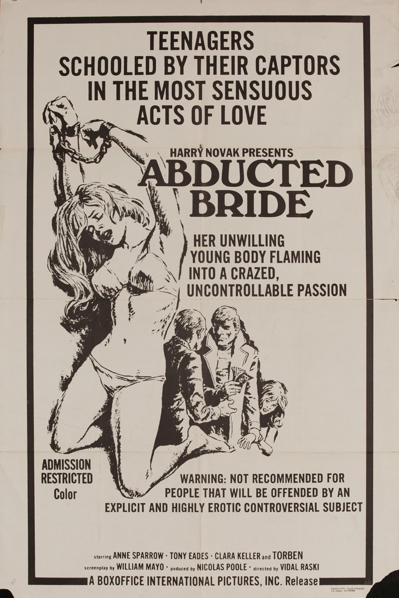 The Abducted Bride, Original American X Rated Adult Movie Poster