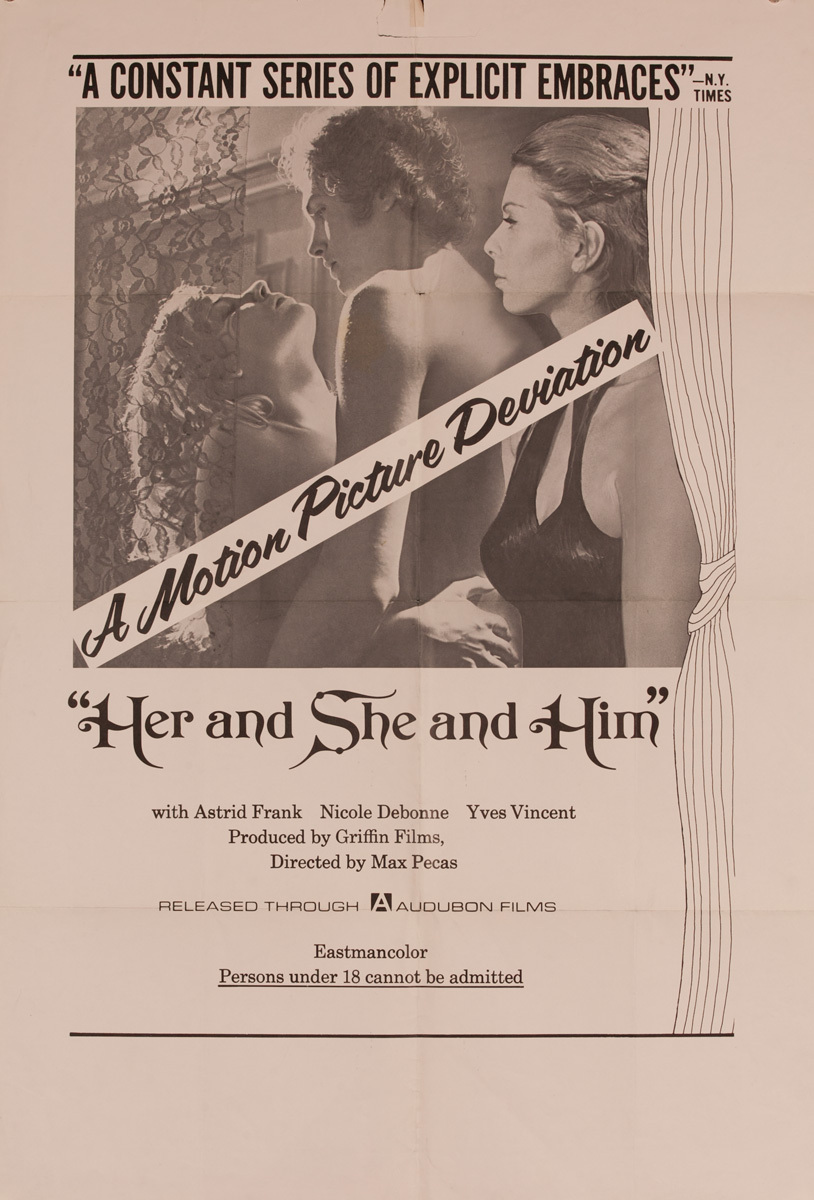 Her and She and Him, Original American X Rated Adult Movie Poster