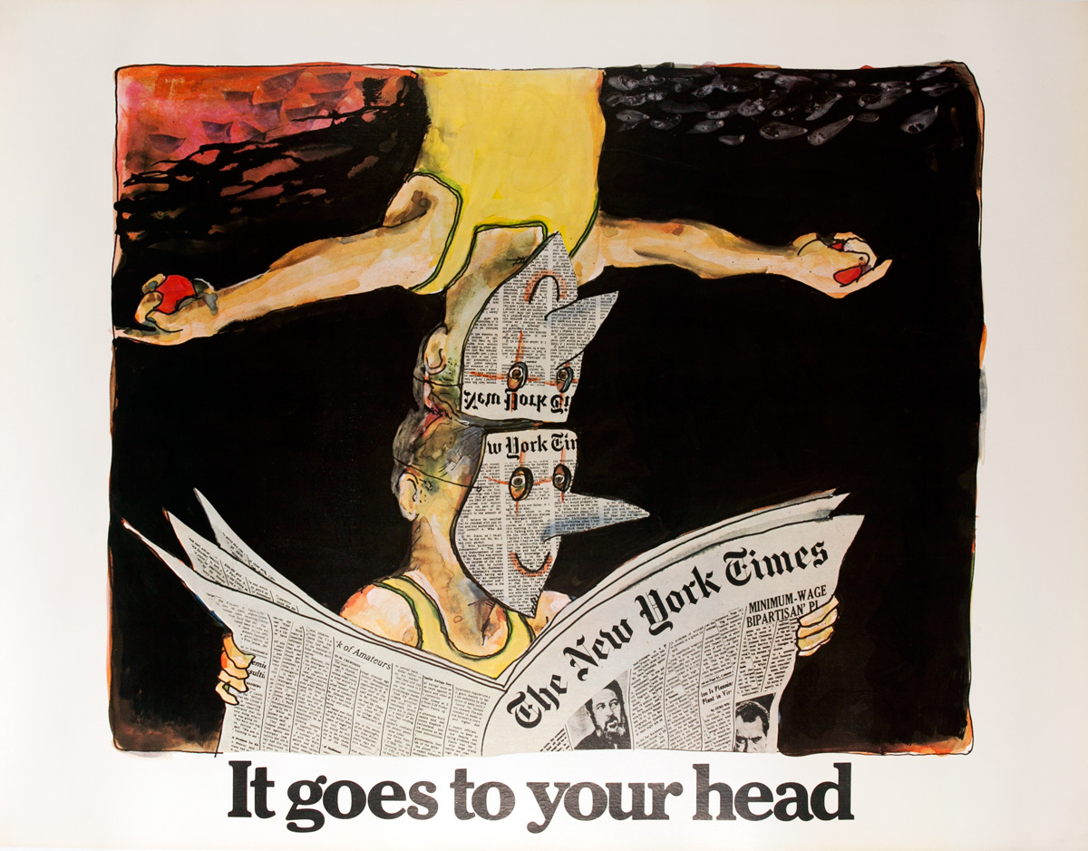 The New York Times - It Goes to Your Head, Original American Advertising Poster, Acrobats
