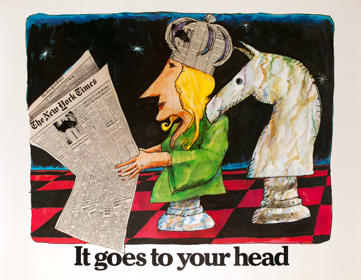 The New York Times -It Goes to Your Head, Original American Advertising Poster, Chessboard