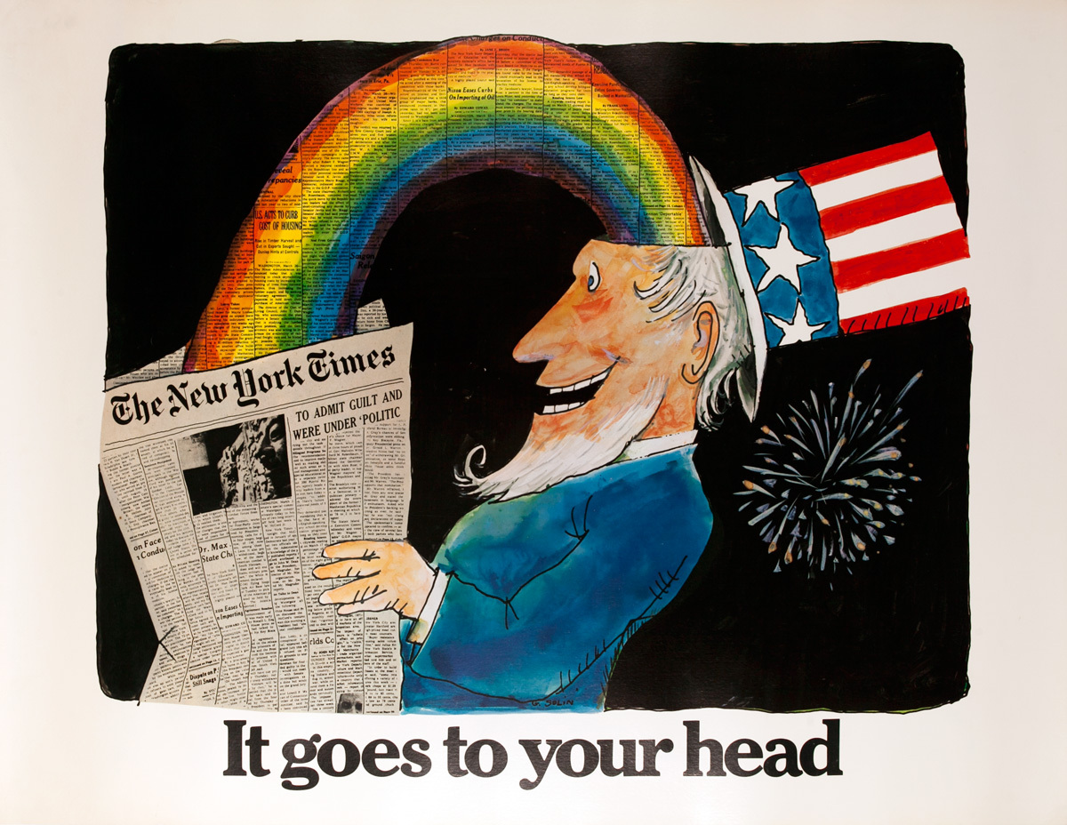 The New York Times It Goes to Your Head, Original American Advertising Poster, Uncle Sam