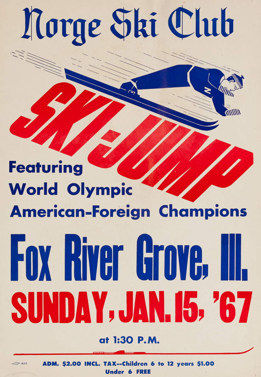 Norge Ski Club, Fox River Grove, Original Ski Jump Poster, 1967
