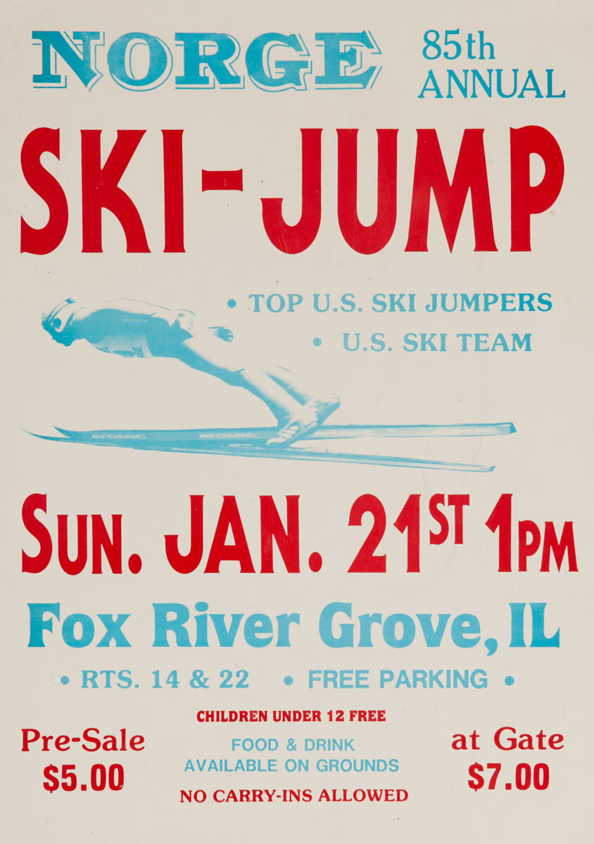 Norge Ski Club, Fox River Grove, Original Ski Jump Poster, January 21