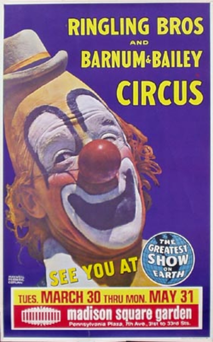 Original 1975 RBBB Circus Vintage Poster Clown Head