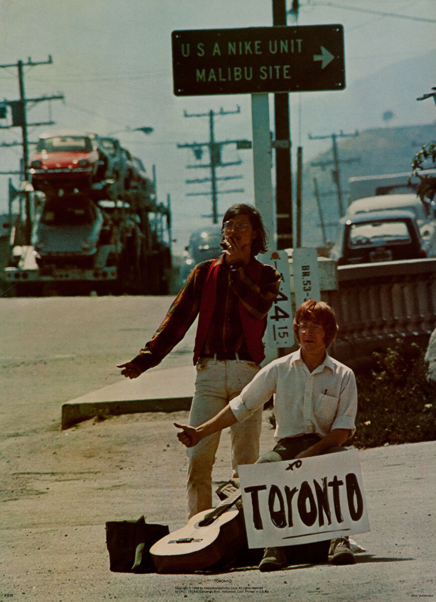 Hitchhiking to Toronto, Original American anti-Vietnam War Peace Protest Poster