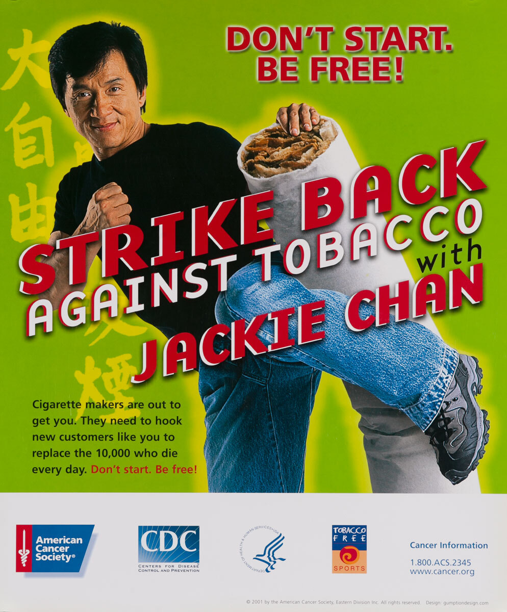 Strike Back Against Tobacco With Jackie Chan, , Original Center For Disease Control Public Health Poster