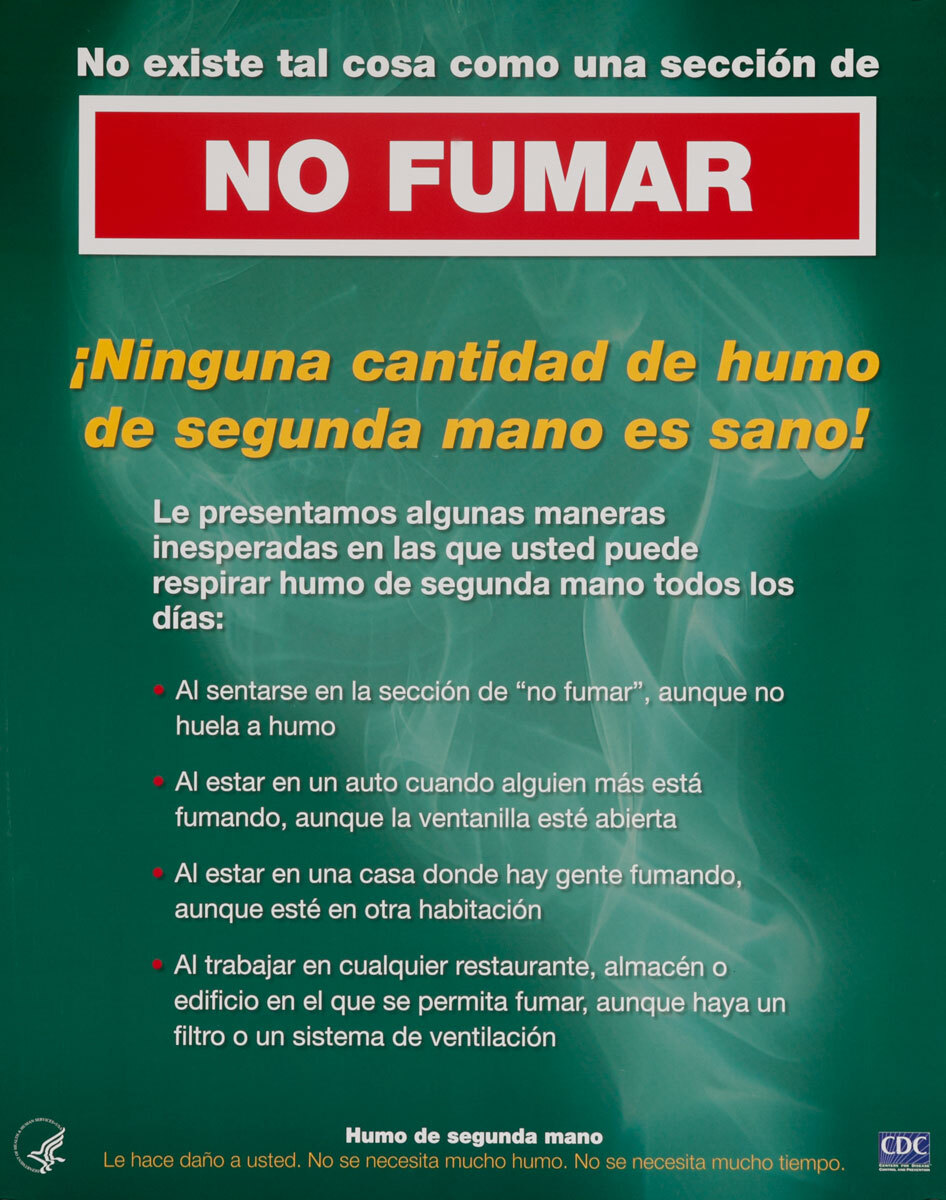 No Fumar, Original Center For Disease Control Public Health Poster