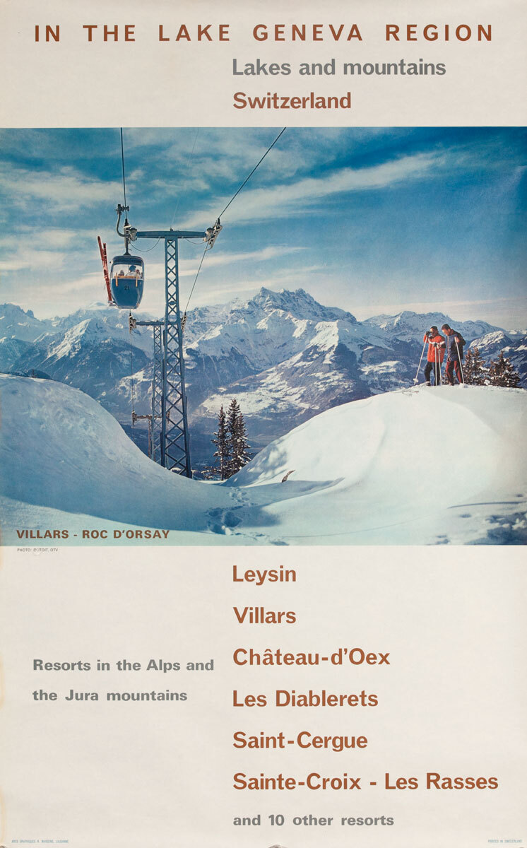 In The Lake Geneva Region, Original Swiss Travel Poster
