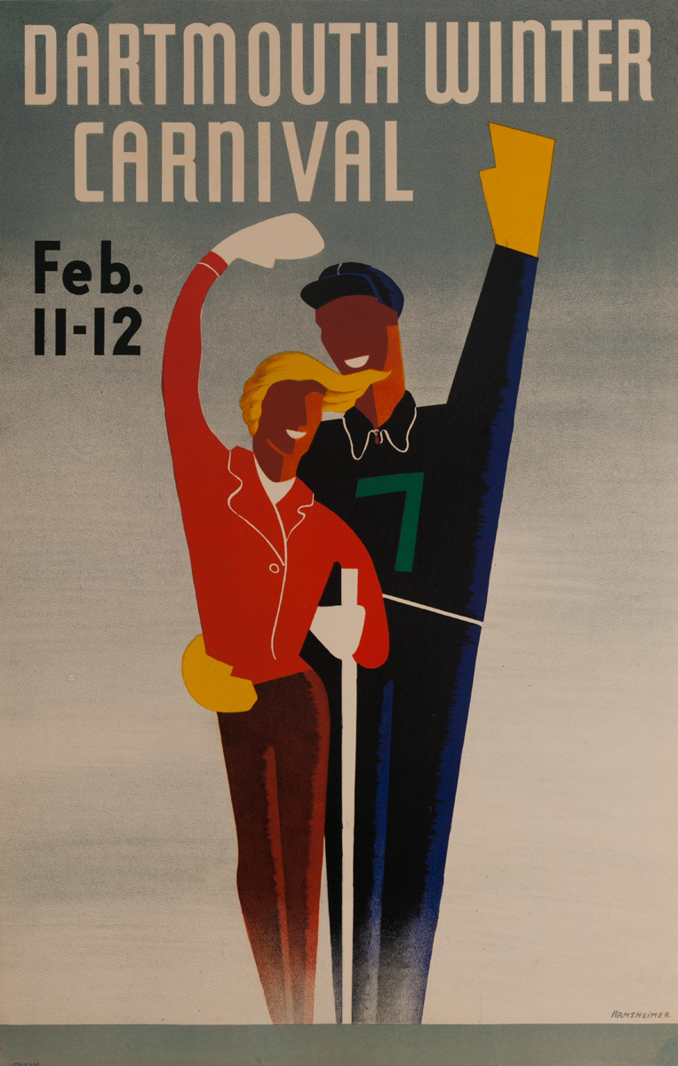 Original 1938 Dartmouth Winter Carnival Poster, Couple