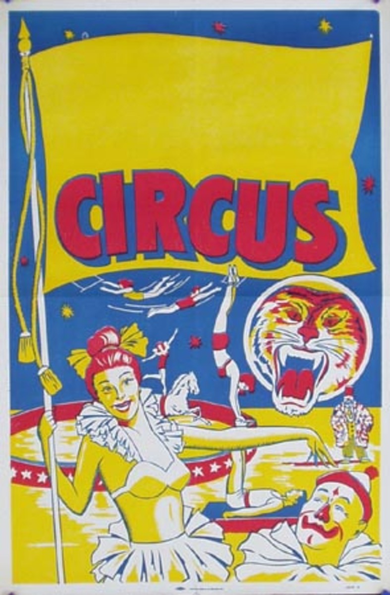 Stock Original Circus Poster Woman With Flag