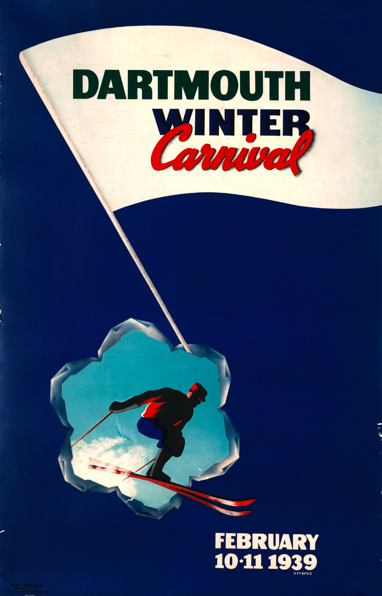 Dartmouth Winter Carnival Original American Ski Poster 1939 Ostberg