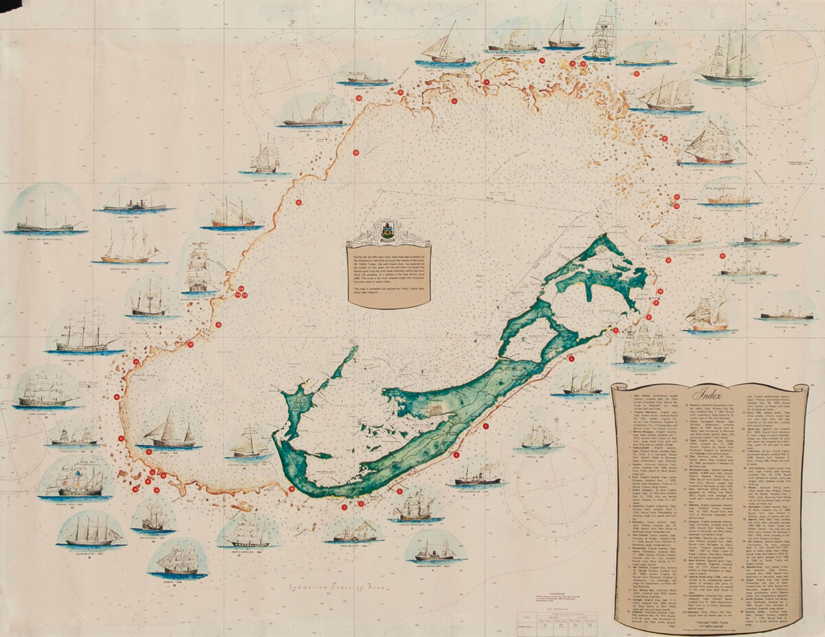 A Shipwreck Map of Bermuda, Original Souvenir Poster