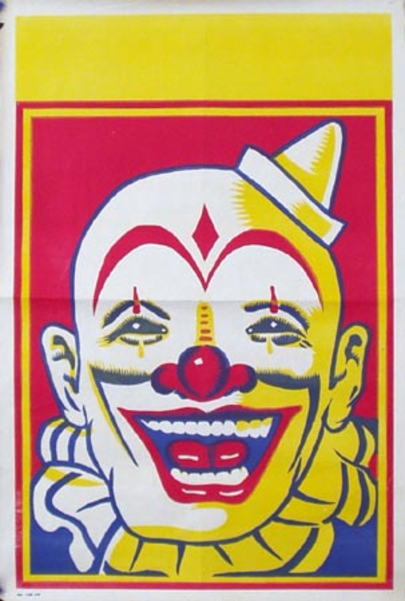 Stock Original Vintage Circus Poster Clown Face