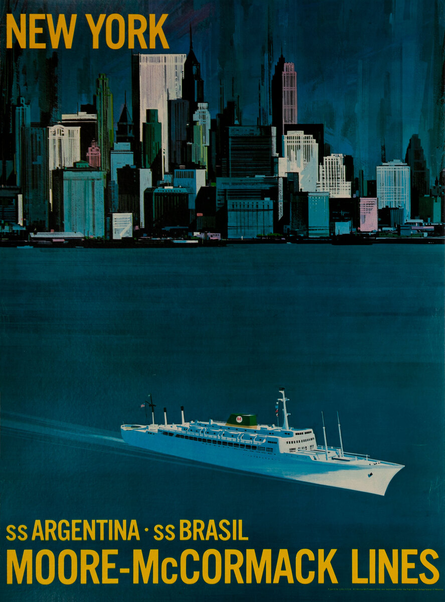Moore-McCormack Lines Original Travel Poster New York Skyline