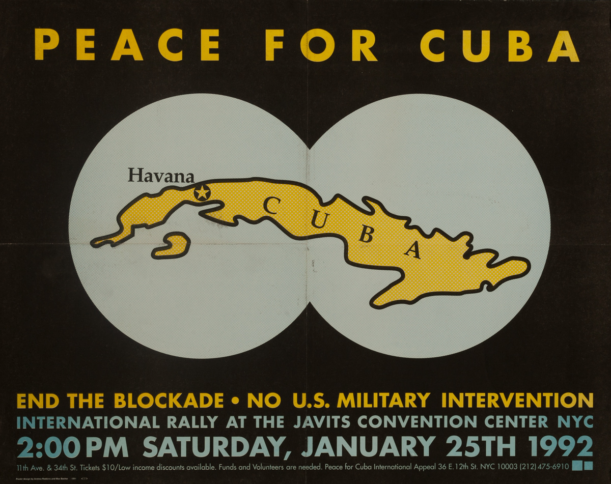 Peace for Cuba Original anti-American Protest Poster