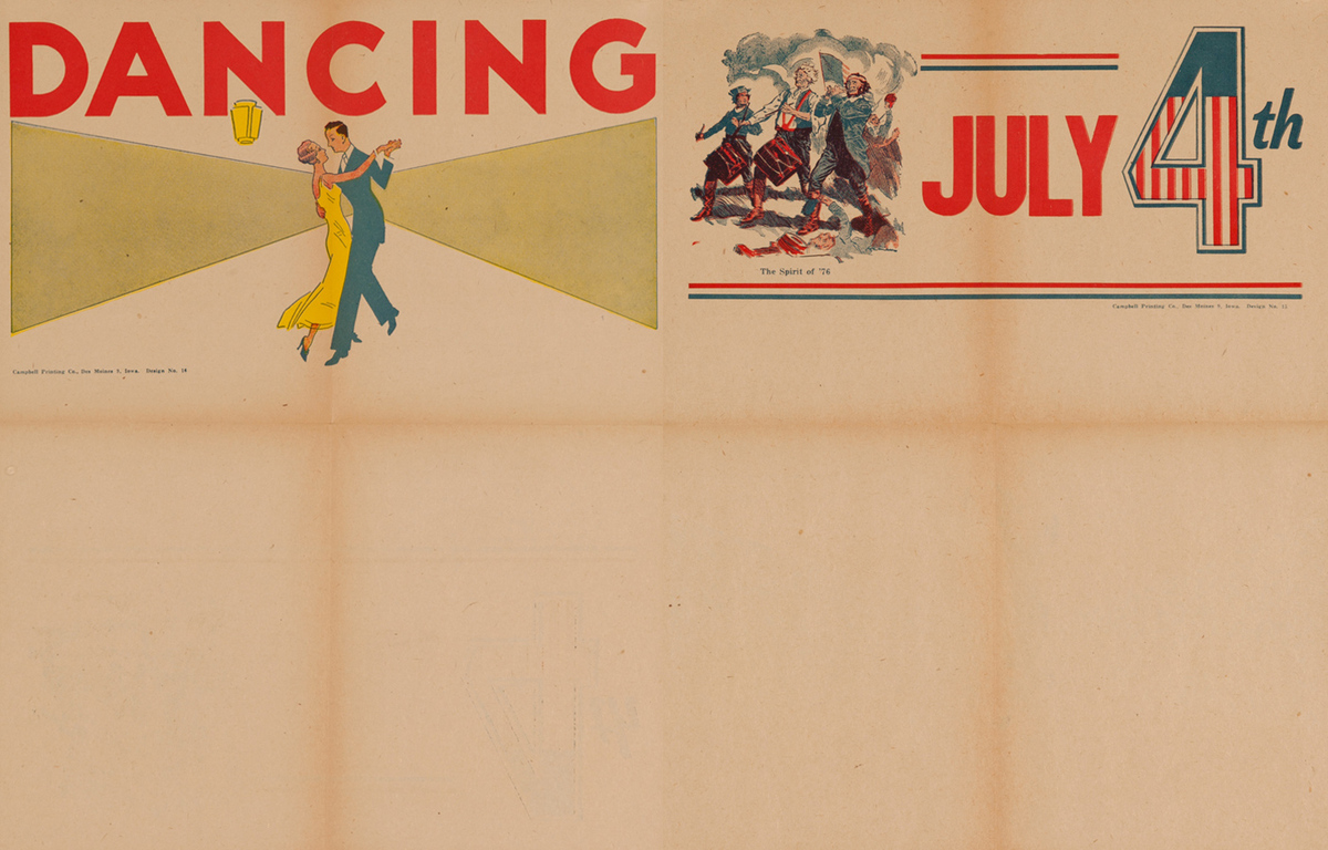 Campbell Print Company Stock Poster, Dancing & July 4th