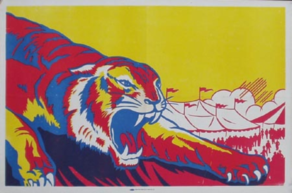 Stock Original Vintage Circus Poster Tiger