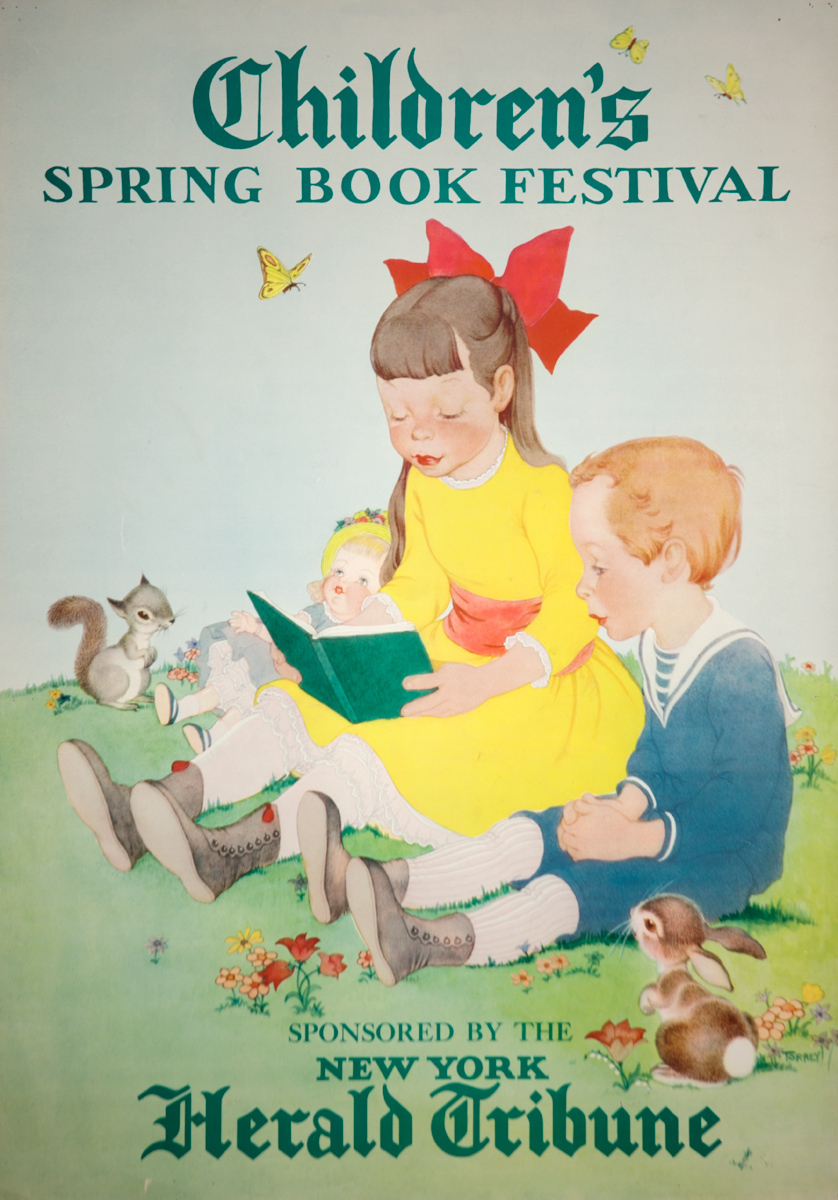 Original Children's Spring Book Festival Poster, New York Herald Tribune, Girl in Yellow Dress