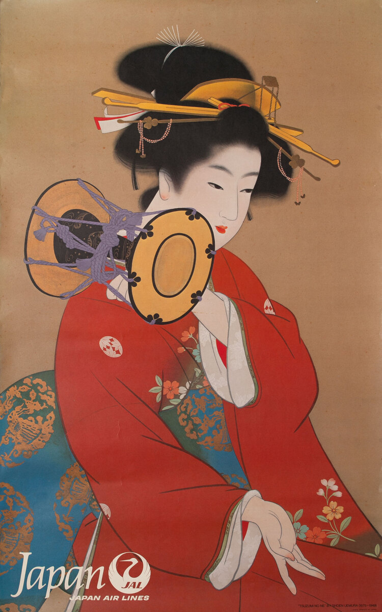 Japan Air Lines Original Travel Poster Geisha