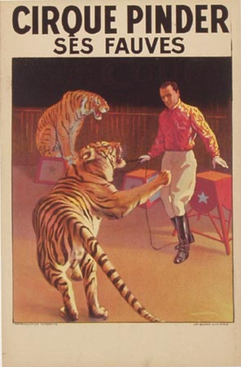 Cirque Pindar Original Vintage Poster tigers