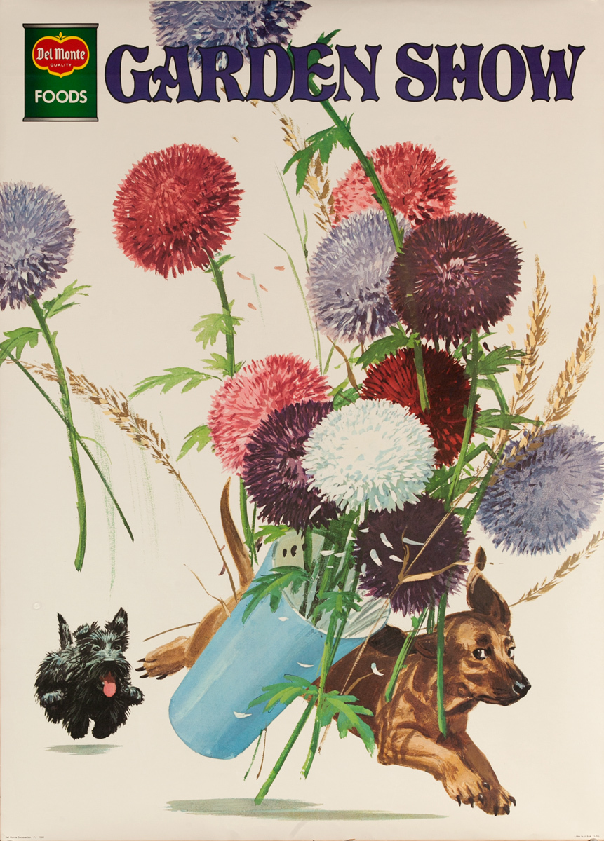 Del Monte Garden Show Original Advertising Poster, dog chase