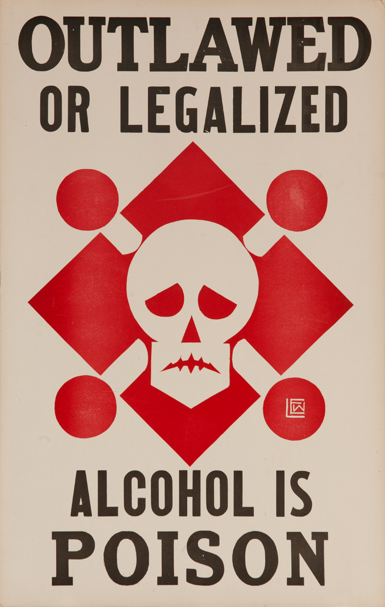 Outlawed or Legalized - Alcohol is Poison Original American Prohibition Poster