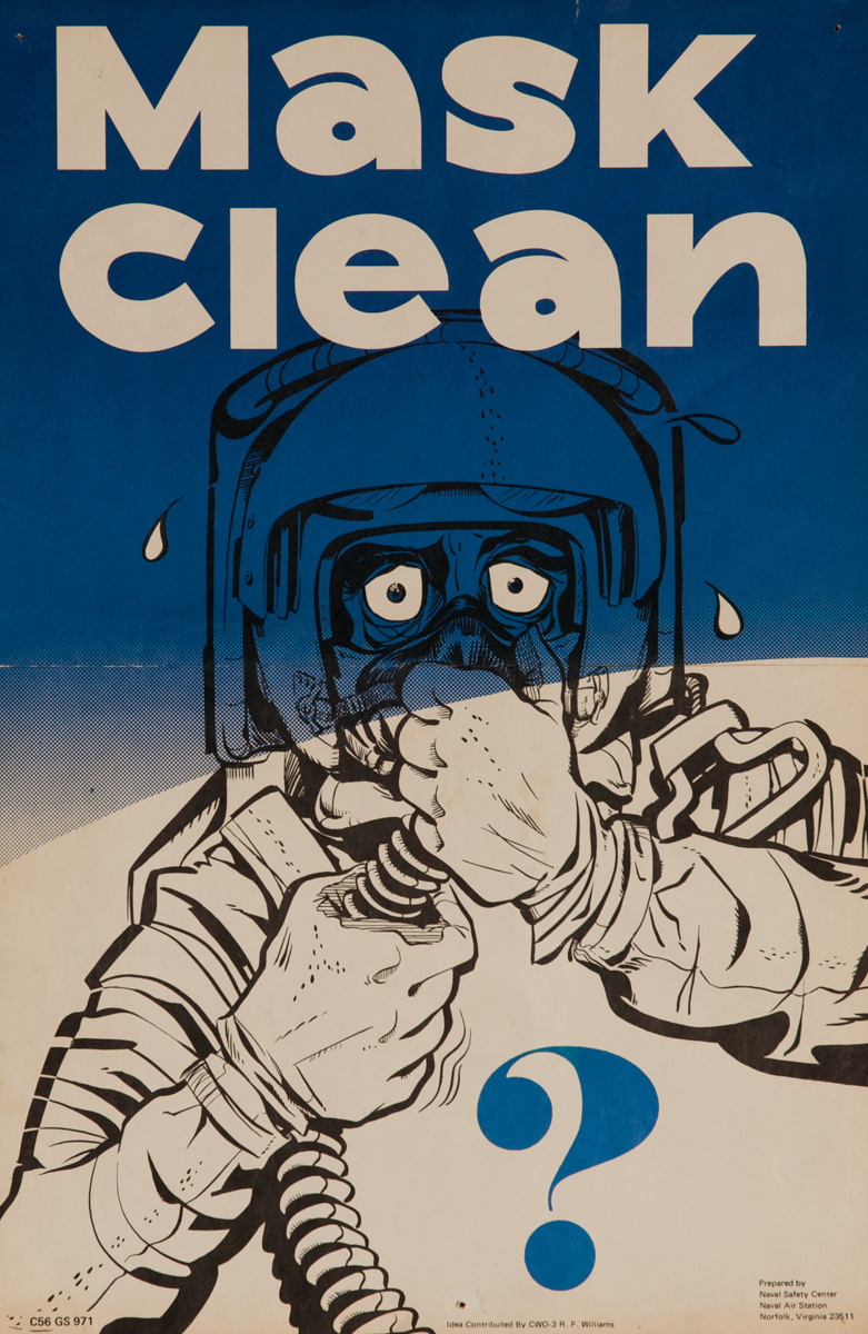 Original Vietnam War Era  Military Flight Safety Poster, Mask Clean