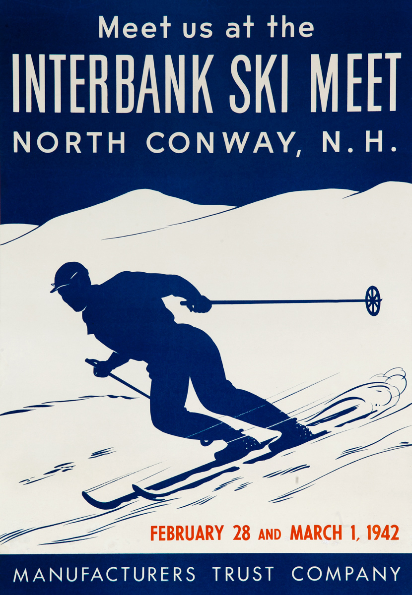 Interbank Ski Meet, North Conway New Hampshire, Original American Ski Poster