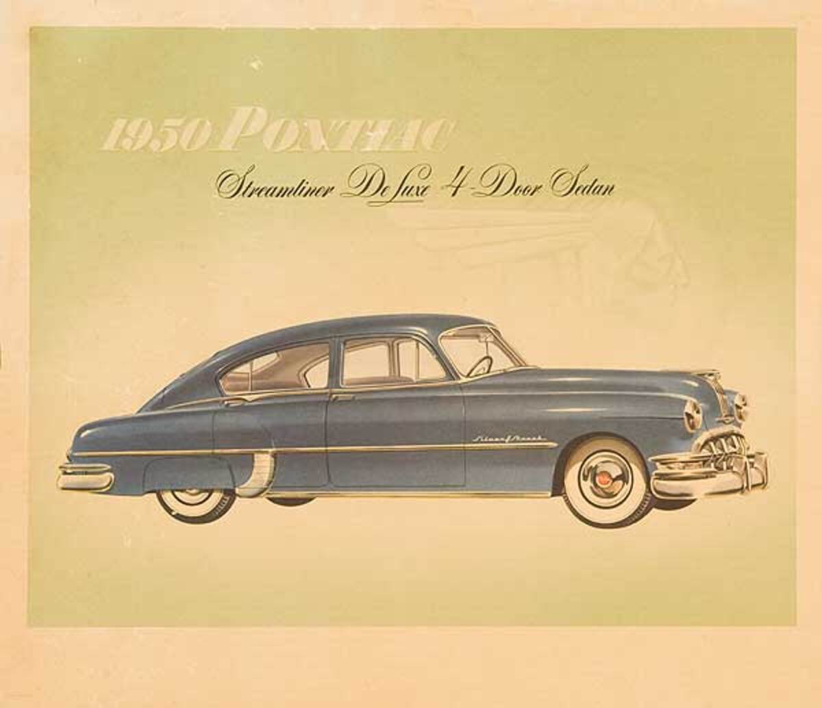 1950 Pontiac Streamliner Deluxe 4 Door Sedan Business Original Showroom Advertising Poster