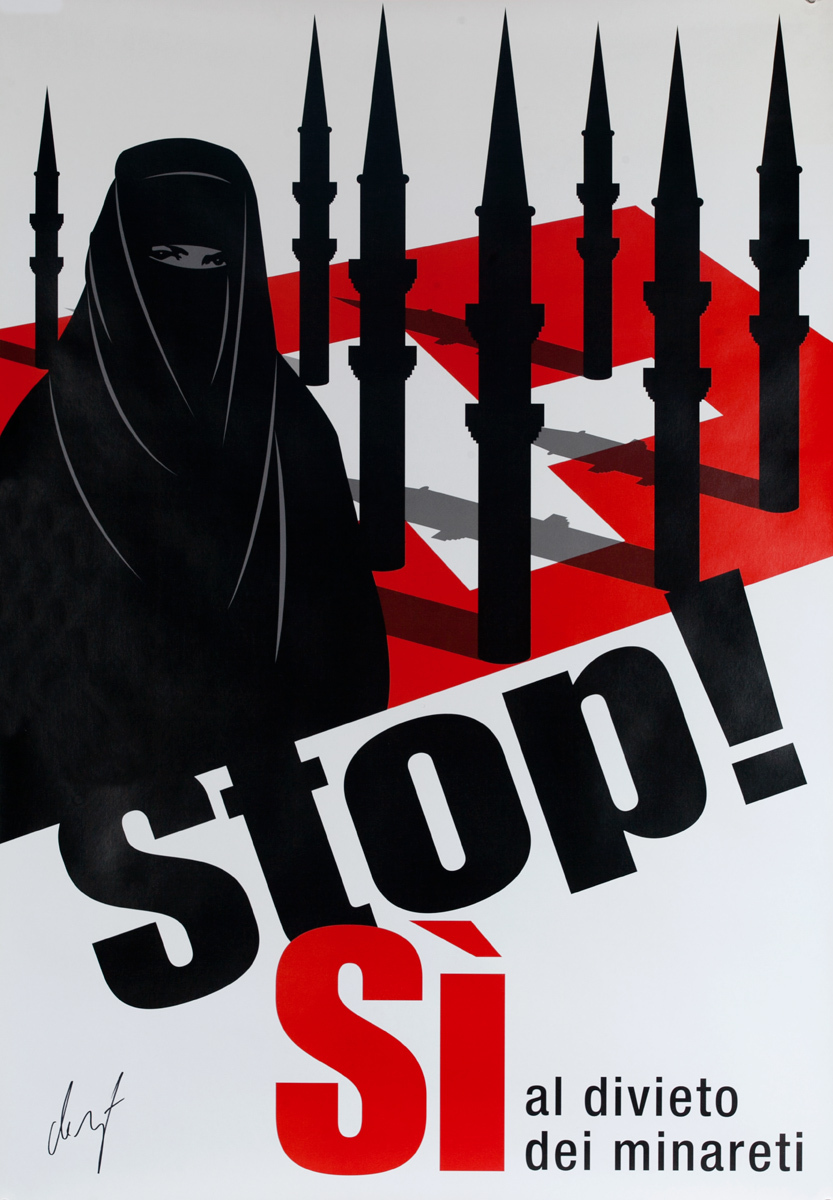 STOP! Si al divieto dei minareti. Original Swiss Political Protest Poster