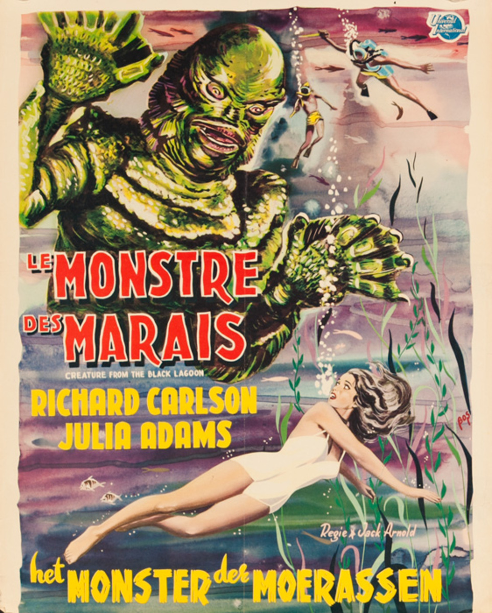 Creature from the Black Lagoon, Original Belgian Release Movie Poster, Le Monstre des Marais