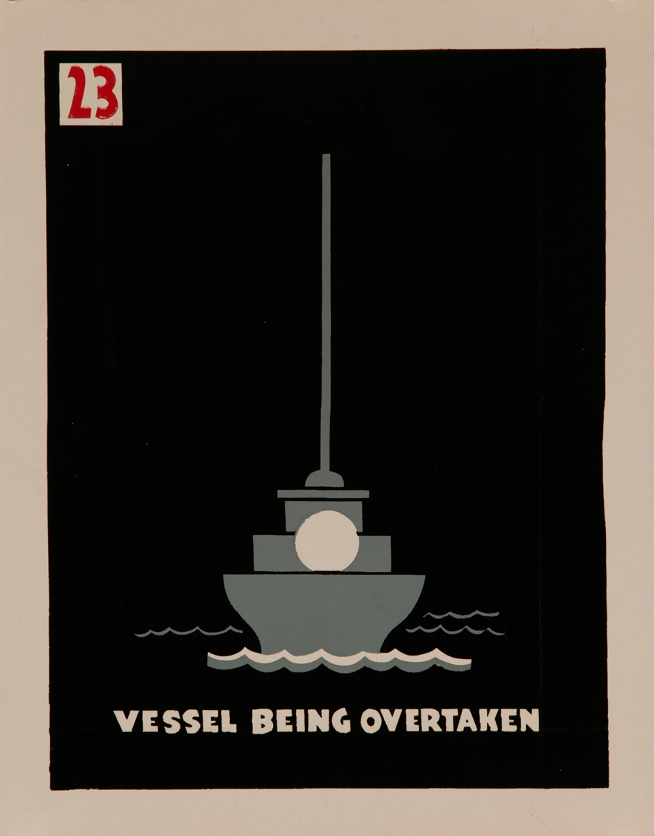 Vessel Being Overtaken, Original American Naval Training Chart, Running Lights