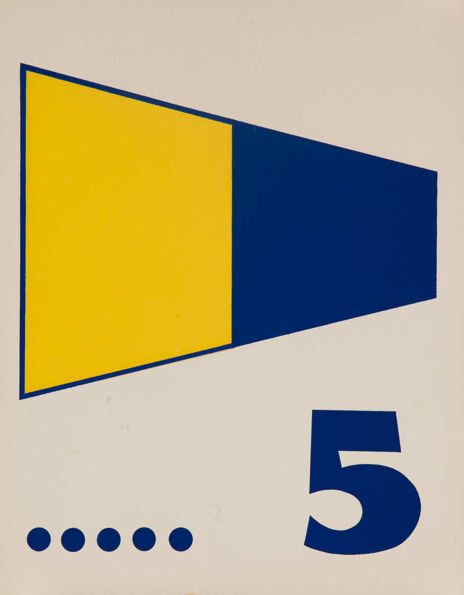 Original Naval Pennant Traning Chart Poster, Numeral 5