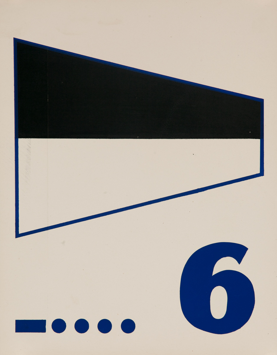Original Naval Pennant Traning Chart Poster, Numeral 6