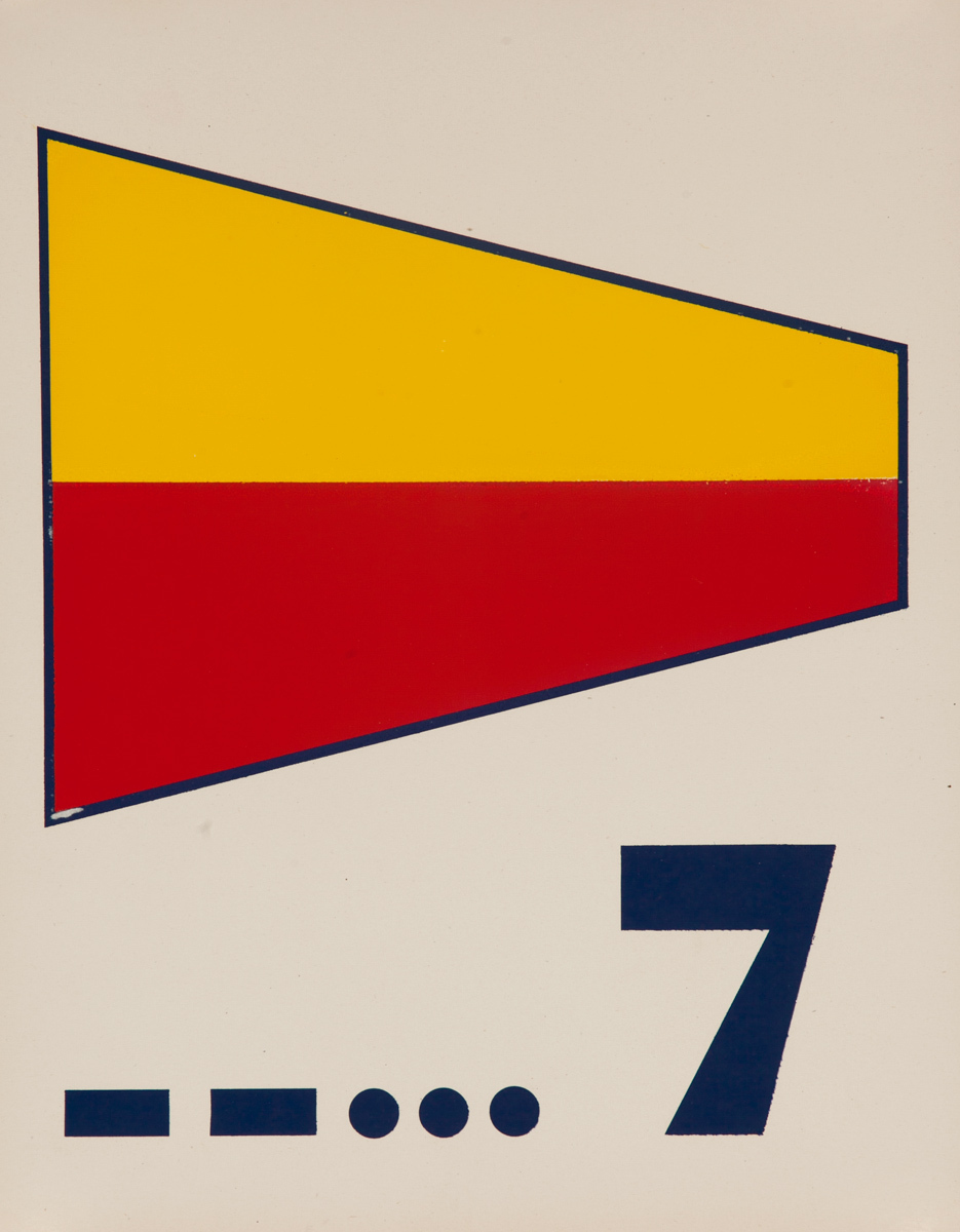 Original Naval Pennant Traning Chart Poster, Numeral 7