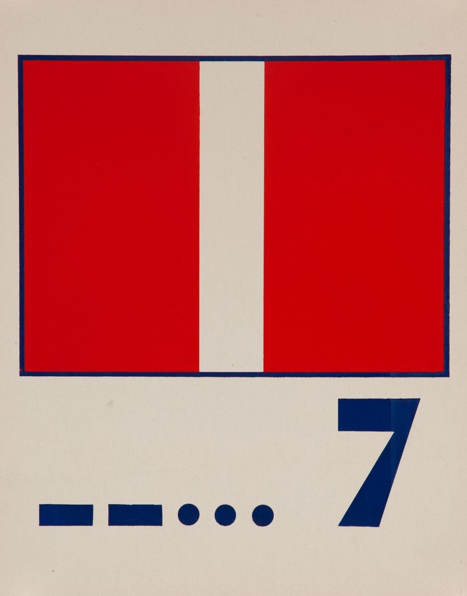 Original Naval Pennant Traning Chart Poster, Numeral 7 Square Flag