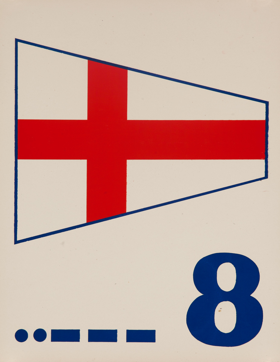 Original Naval Pennant Traning Chart Poster, Numeral 8