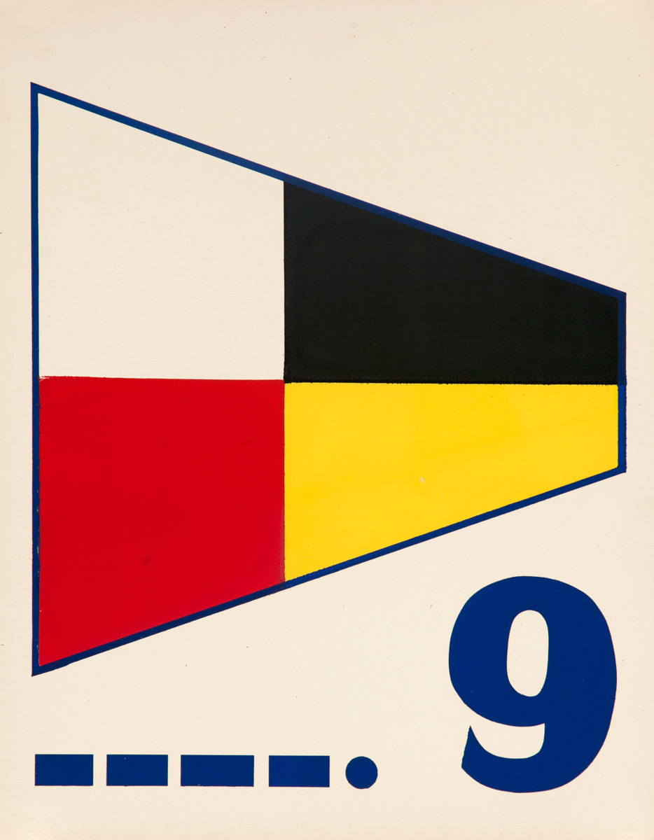 Original Naval Pennant Traning Chart Poster, Numeral 9