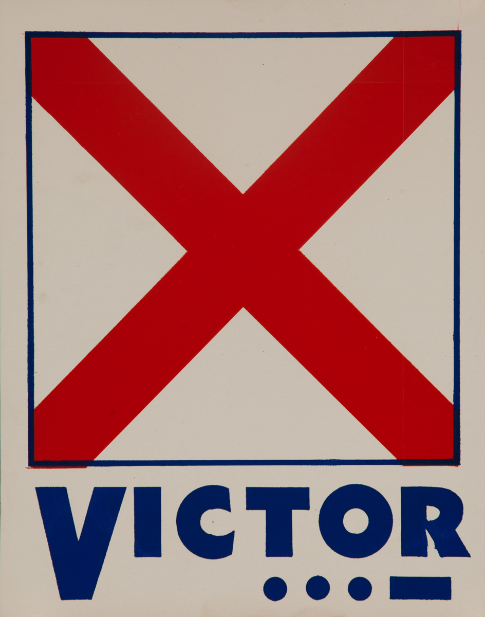 Original Naval Pennant Traning Chart Poster, Alphabet V