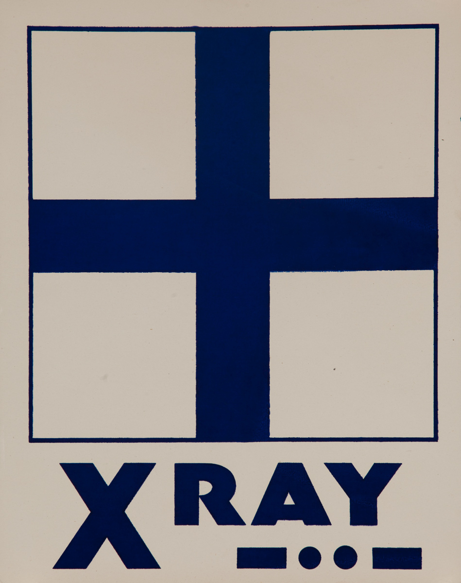 Original Naval Pennant Traning Chart Poster, Alphabet X